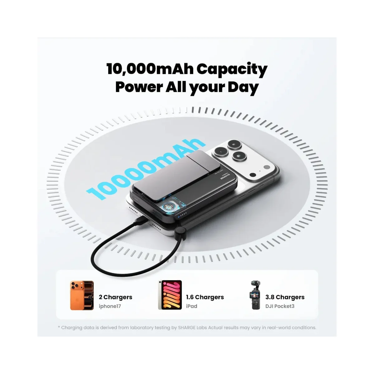 Магнитный Power Bank SHARGE ICEMAG 3 M3 10000 мАч, Qi2 25W, USB-C 35W, активное охлаждение — фото 4