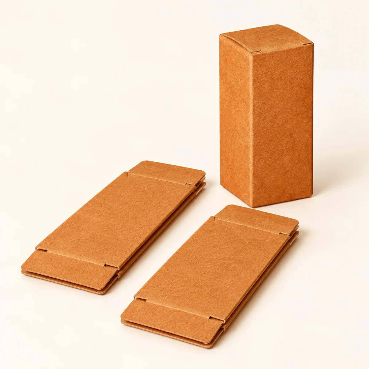 Коробка крафтовая складная 5 × 5 × 17 см для косметики и подарков, без печати — flat