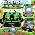 Детская термосумка для ланча Minecraft Smiggle 24,5×18×15,5 см, 2 отделения, плечевой ремень