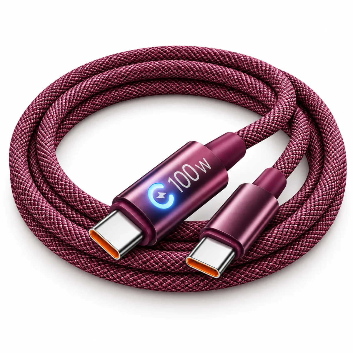 Кабель USB-C на USB-C 100 Вт, 1 м, с автоотключением и цветовой индикацией — rose-coil