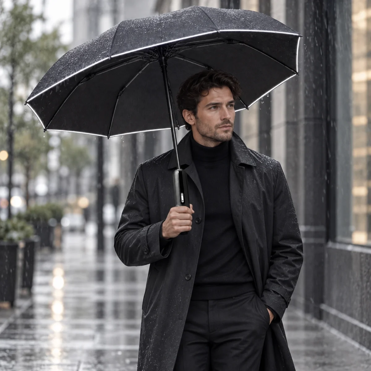 Magic Electric Umbrella 108 см | Автоматический зонт с электроприводом UPF50+ Чёрный люкс 115 — Пример использования