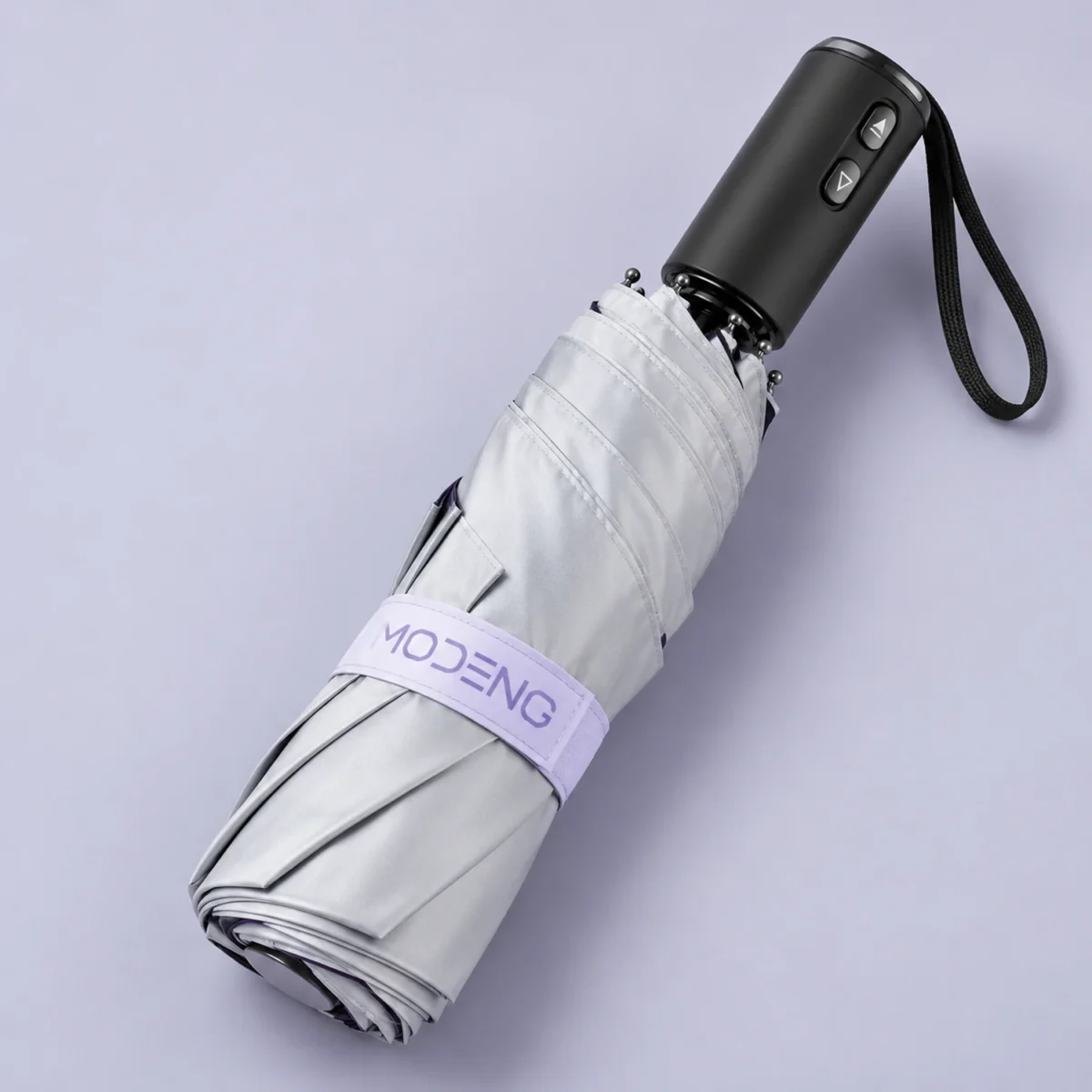 Magic Electric Umbrella 108 см | Автоматический зонт с электроприводом UPF50+ Фиолетовый цветочный 104 — Сложенный зонт