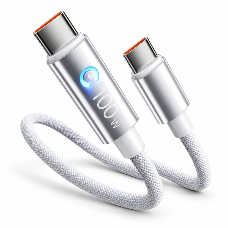 Кабель USB-C на USB-C 100 Вт, 1 м, с автоотключением и цветовой индикацией — white-main